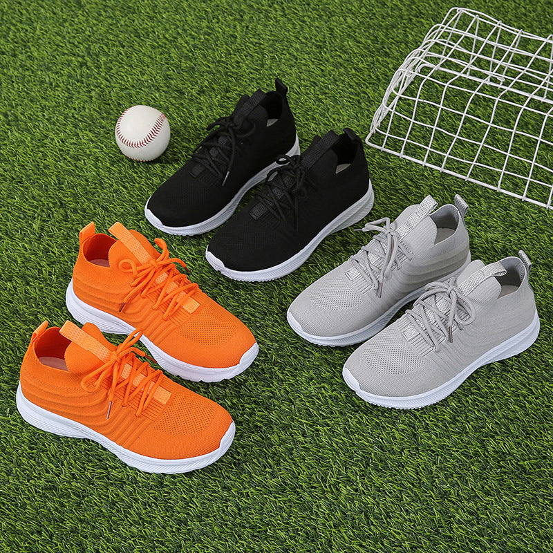 Baskets de printemps à lacets de couleur unie pour femmes, chaussures légères et respirantes à semelle épaisse
