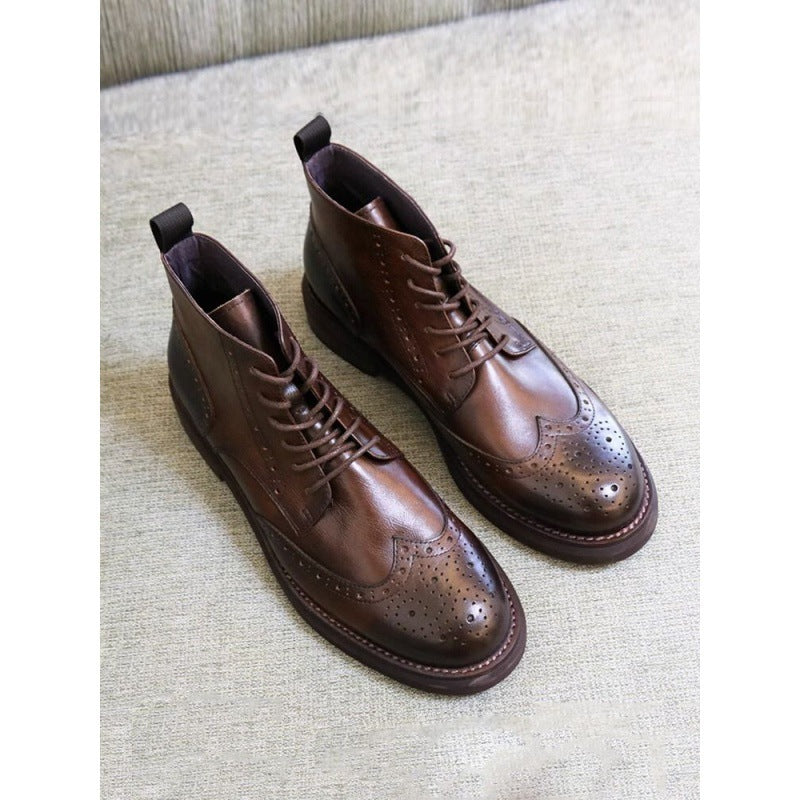 Bottes en cuir à plateforme décontractées et à la mode