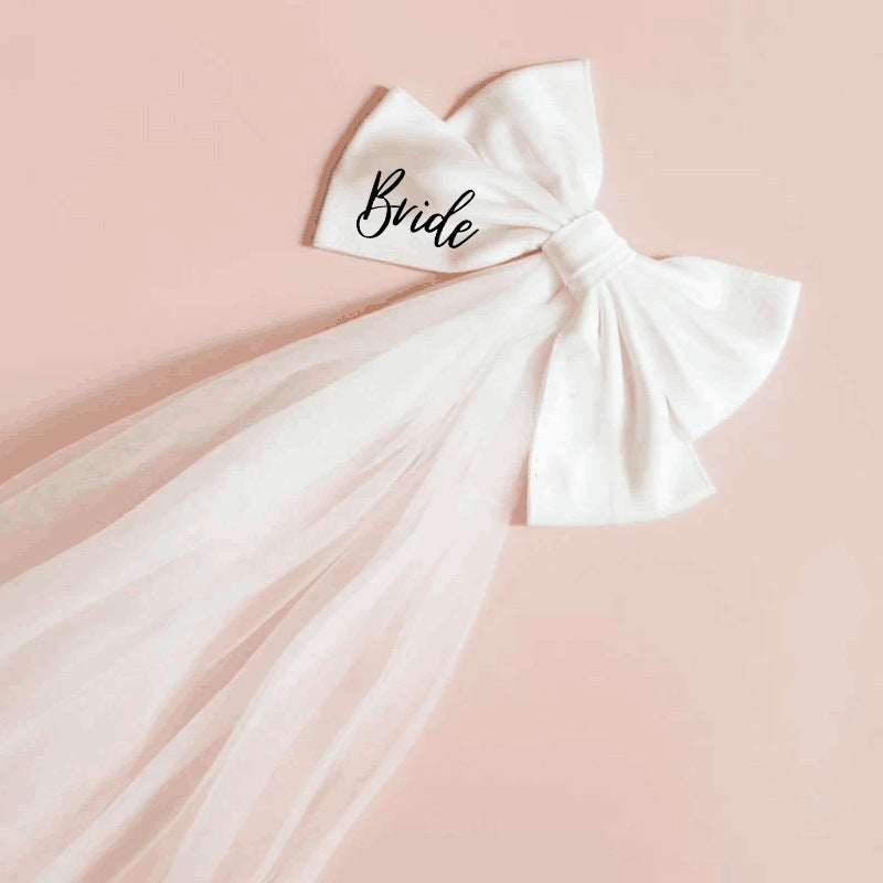 Voile en épingle à cheveux avec grand nœud, pour enterrement de vie de jeune fille, mariage