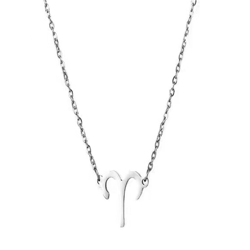 Twelve Constellation Pendant Necklace Simple Titanium Steel Clavicle Chain