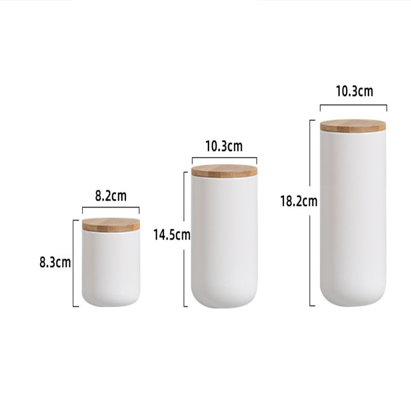 Pot de rangement scellé avec couvercle en bois et céramique de cuisine
