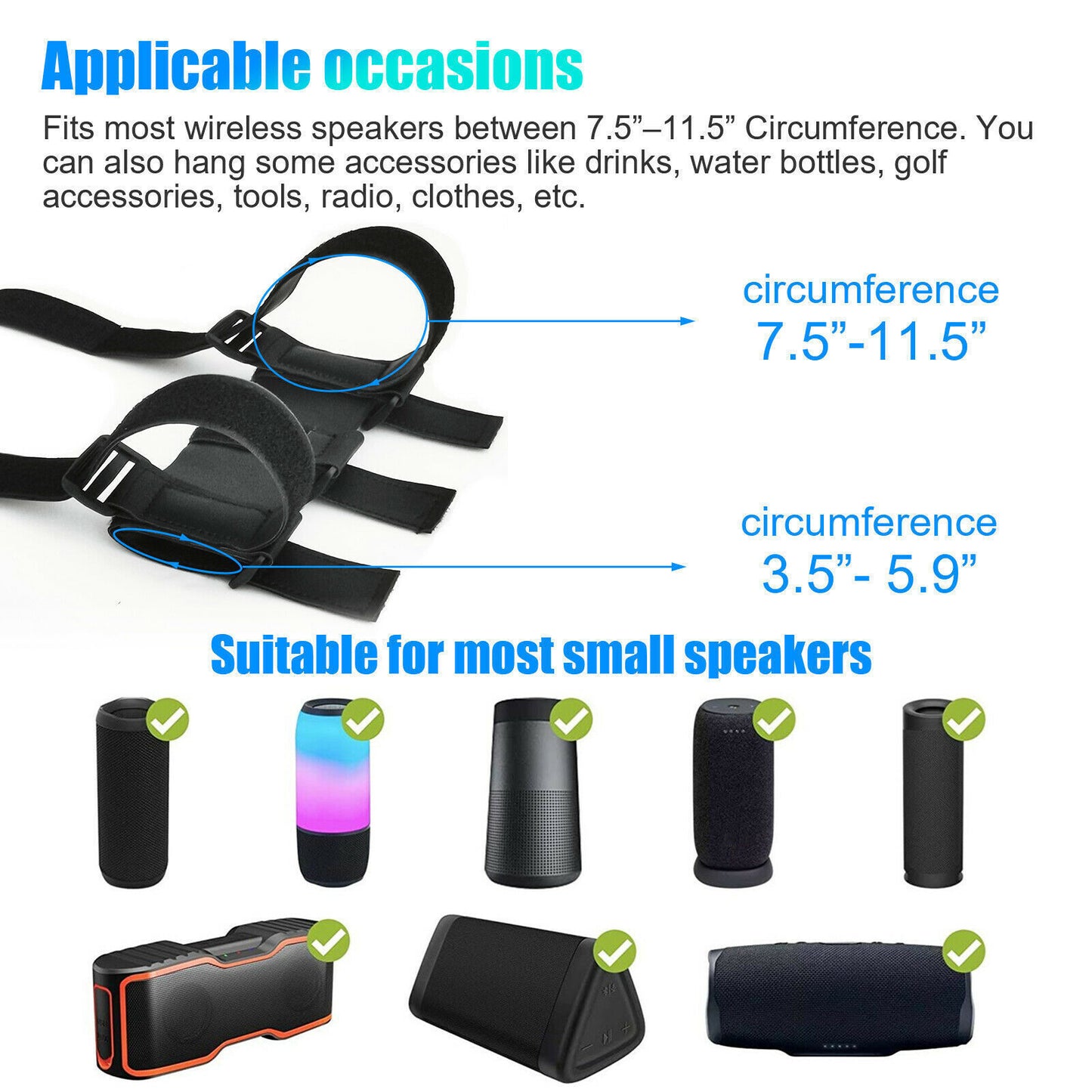 Accesorios de correa ajustable para bicicleta con soporte de Altavoz Bluetooth para carrito de golf y bicicleta