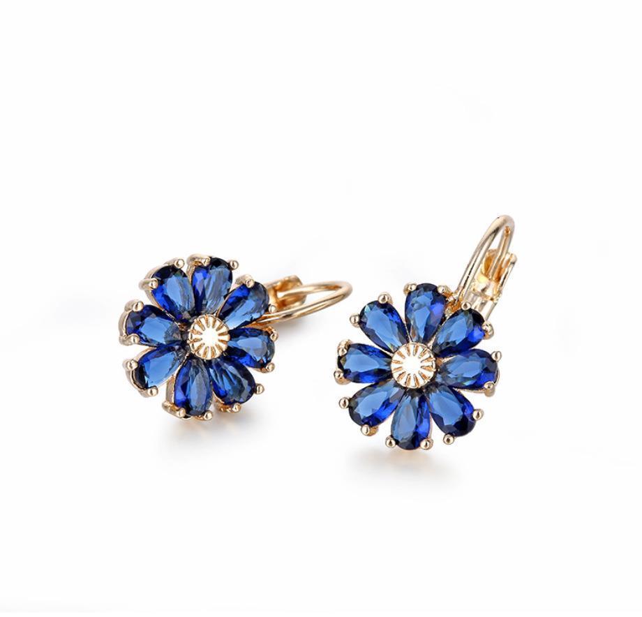 Flower Color Zircon Stud Earrings For Women