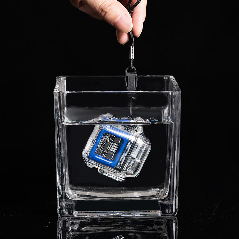 Briquet USB coupe-vent Double arc allume-cigare coque transparente étanche briquets à impulsions électroniques