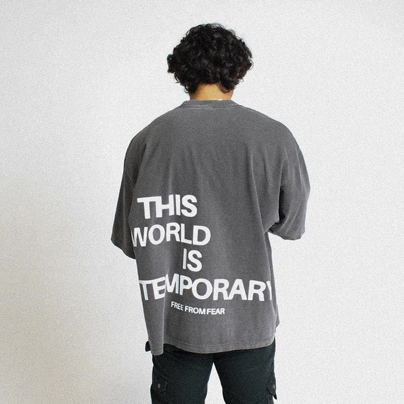 This World Is A Temporary Backletter Printed Short-sleeved T-shirt