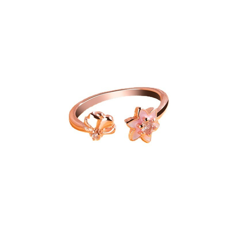 Bague Sakura de Style coréen pour femmes, jolie fantaisie féerique d'automne et d'hiver