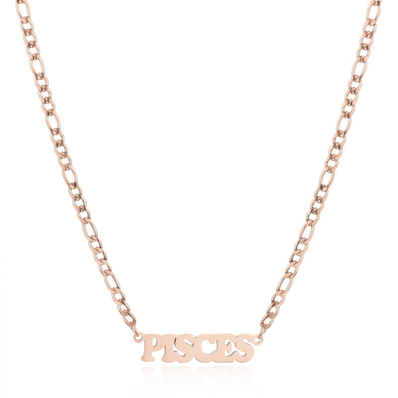 New 304 Stainless Steel 18K Gold Simple Twelve Constellations Necklace