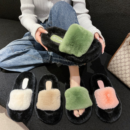 Pantoufles plates à fond plat et chaud pour femmes, mode Simple pour la maison