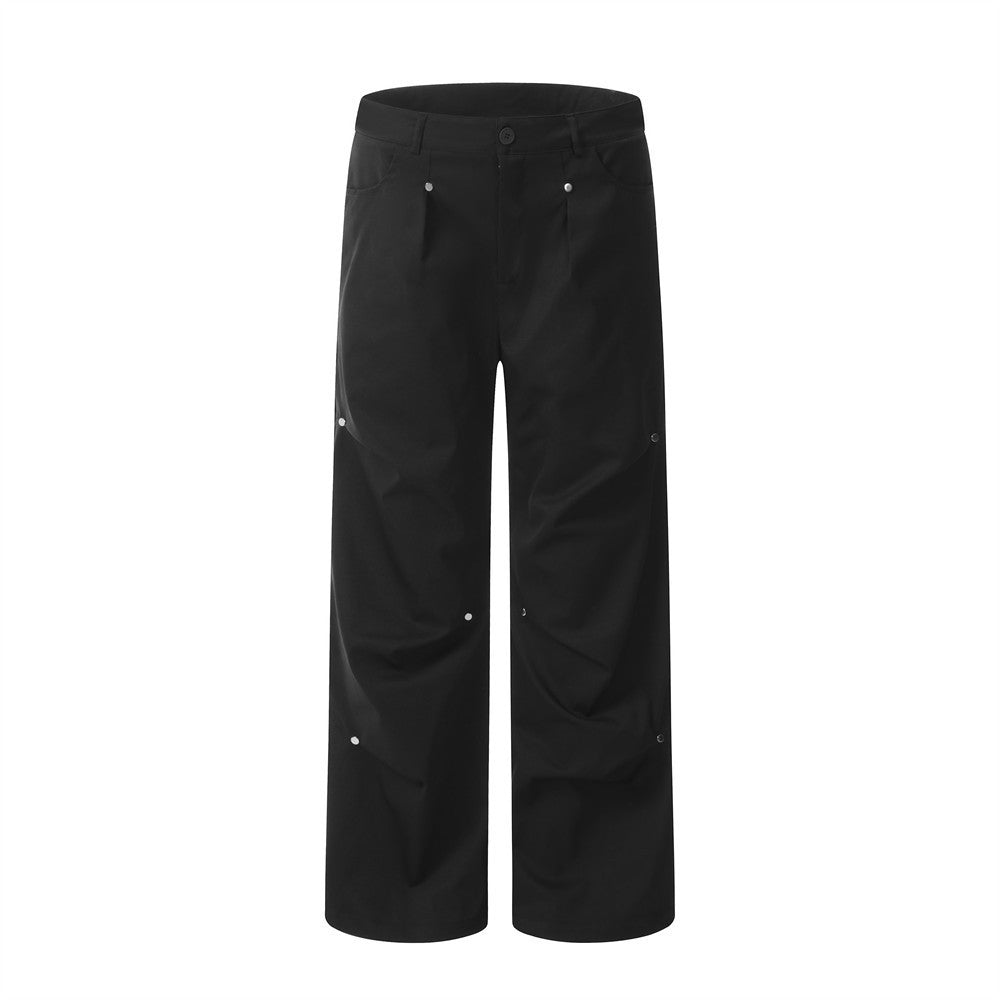 Men's Loose Pleated Paratrooper Straight Sports Pants