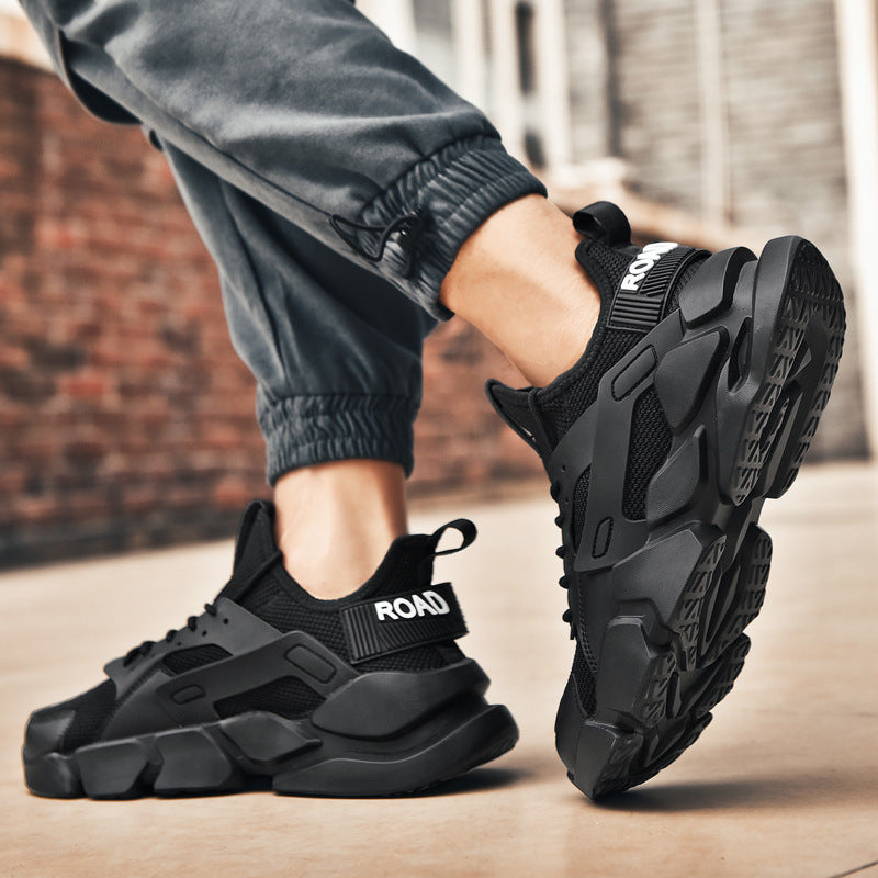 Zapatos viejos de malla tejida con mosca, informales, deportivos, zapatos blancos de suela gruesa