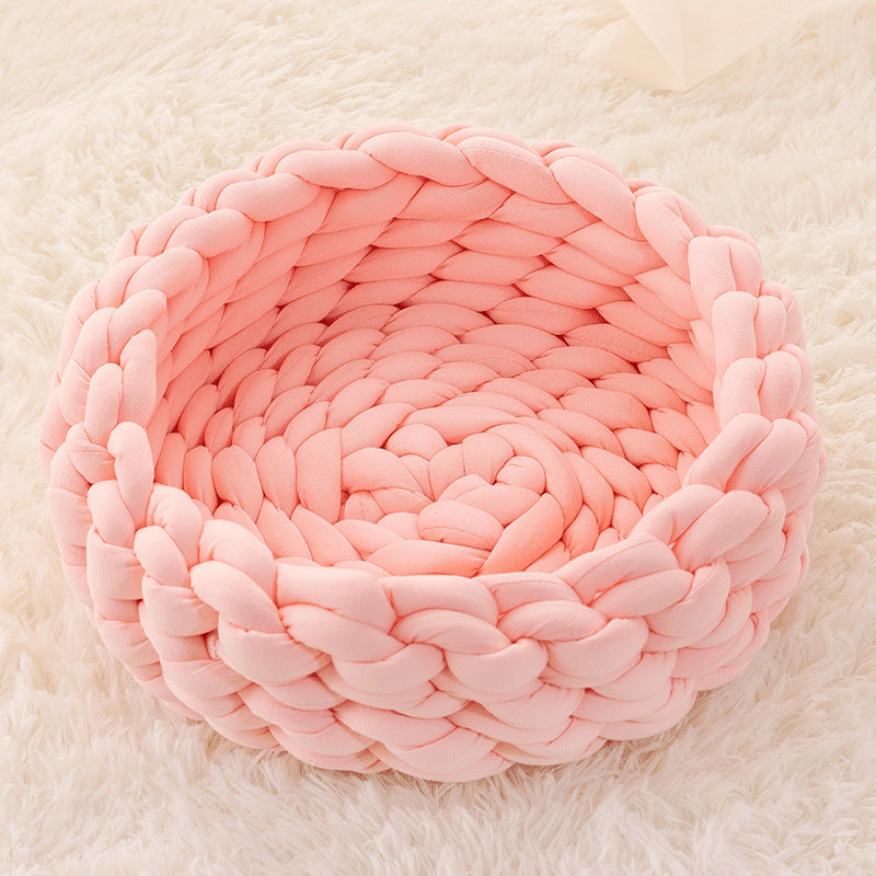 Coussin de maison pour chat, doux et Long, en peluche, tapis chaud pour animaux de compagnie, chenil mignon, panier de couchage, lit rond, moelleux, confortable au toucher, produits pour animaux de compagnie