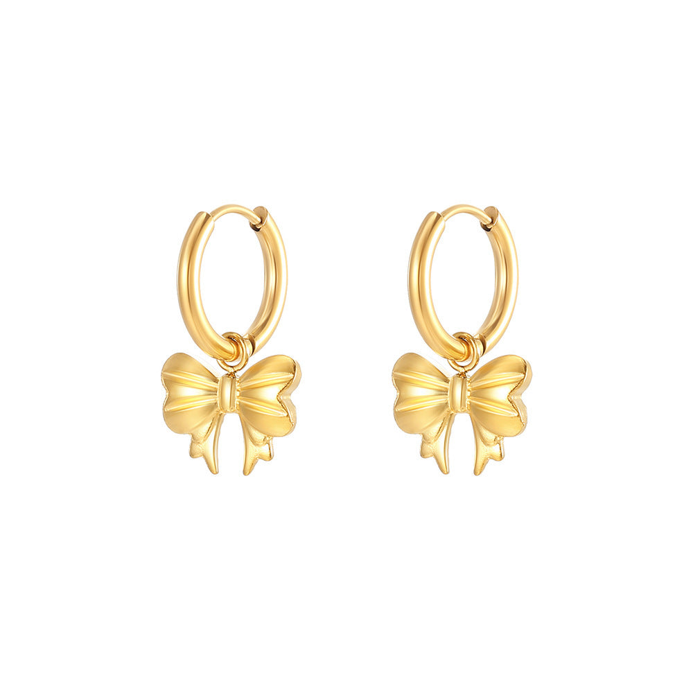 Boucle d'oreille à nœud en acier et titane pour femmes