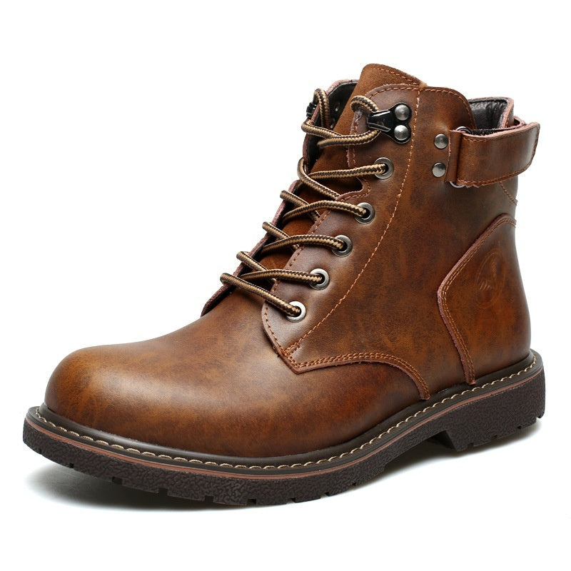Bottes Martin doublées en polaire pour hommes britanniques, mi-hautes décontractées