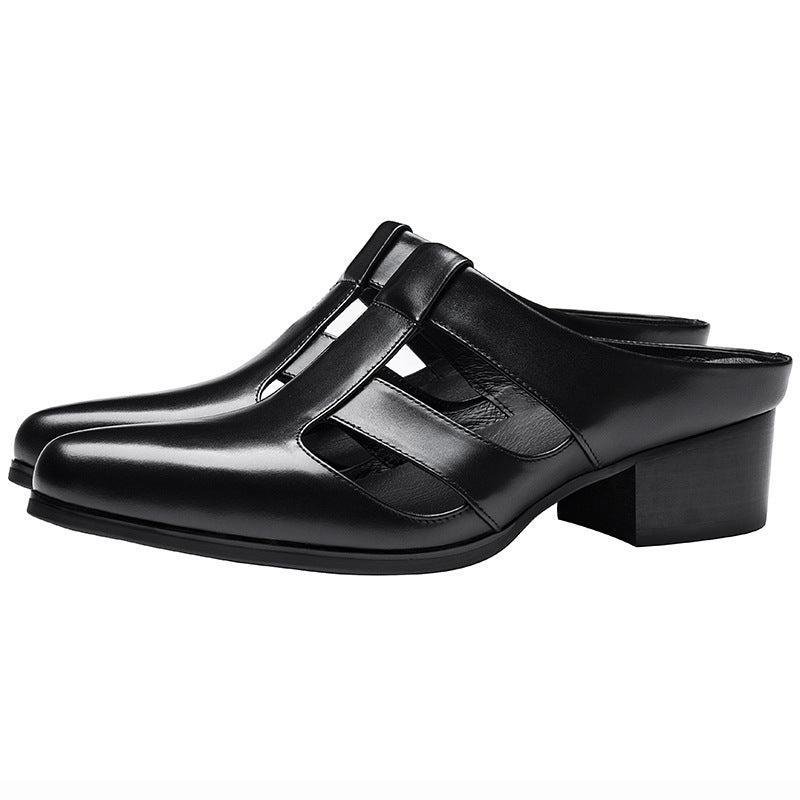 Ropa exterior de verano Zapatillas de cuero auténtico con punta estrecha Zapatillas de cuero con punta cerrada Hombres