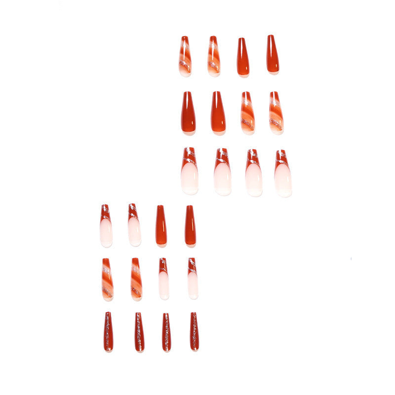 Porter des ongles feuille d'érable rouge manucure français pointe d'ongle Long Patch d'ongle presse sur les taches d'ongle manucure