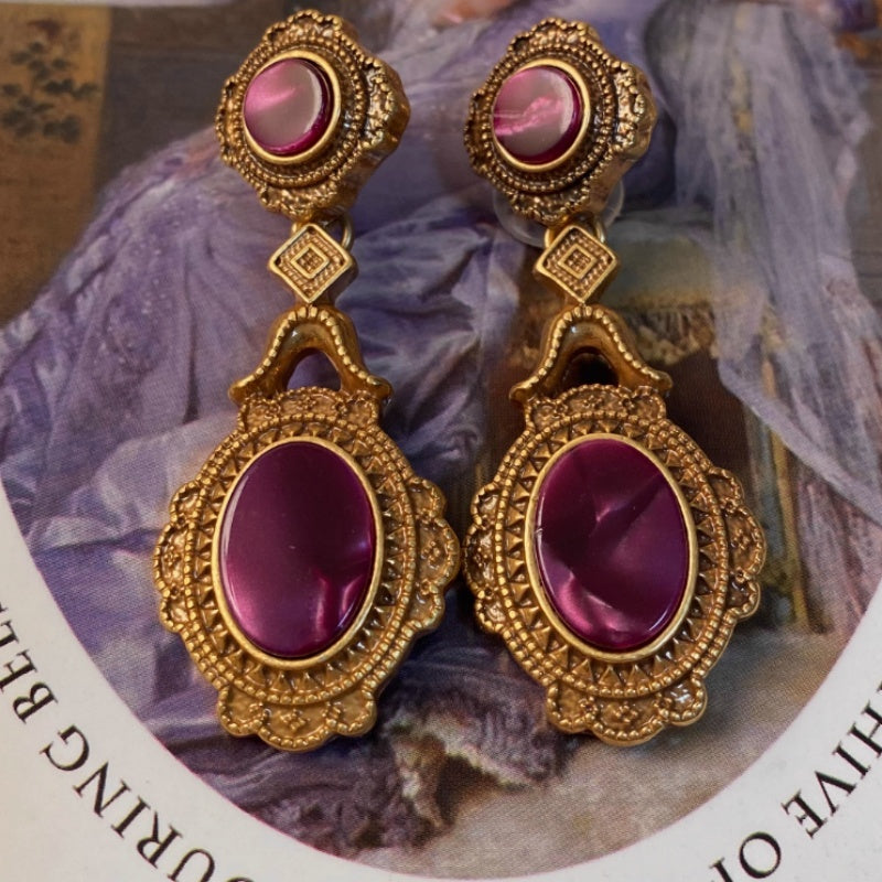 Boucles d'oreilles antiques en Bronze et or, motif nuage peint à la main