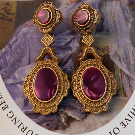 Boucles d'oreilles antiques en Bronze et or, motif nuage peint à la main