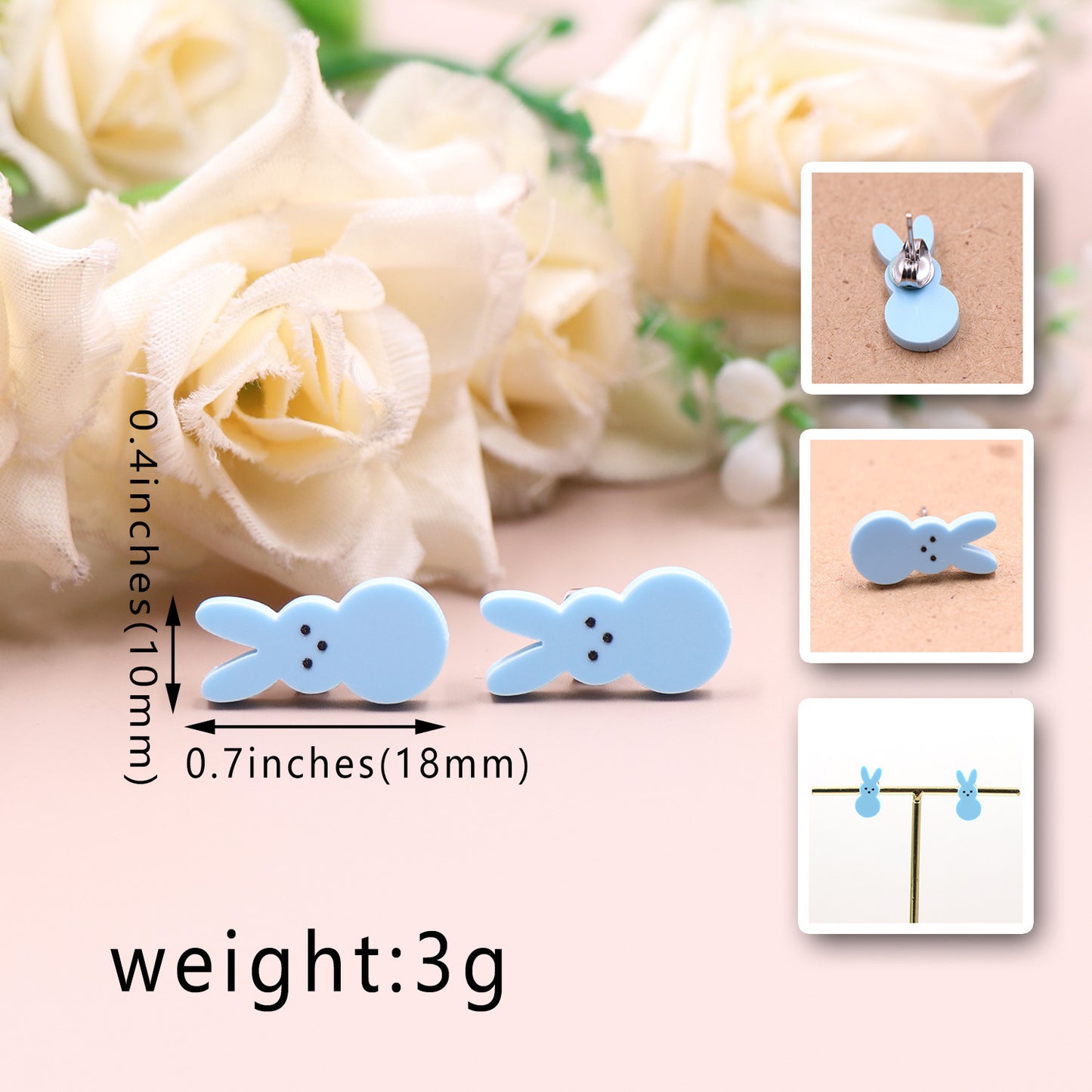 Boucles d'oreilles en acrylique de pâques en forme de lapin, mignonnes et à la mode pour femmes