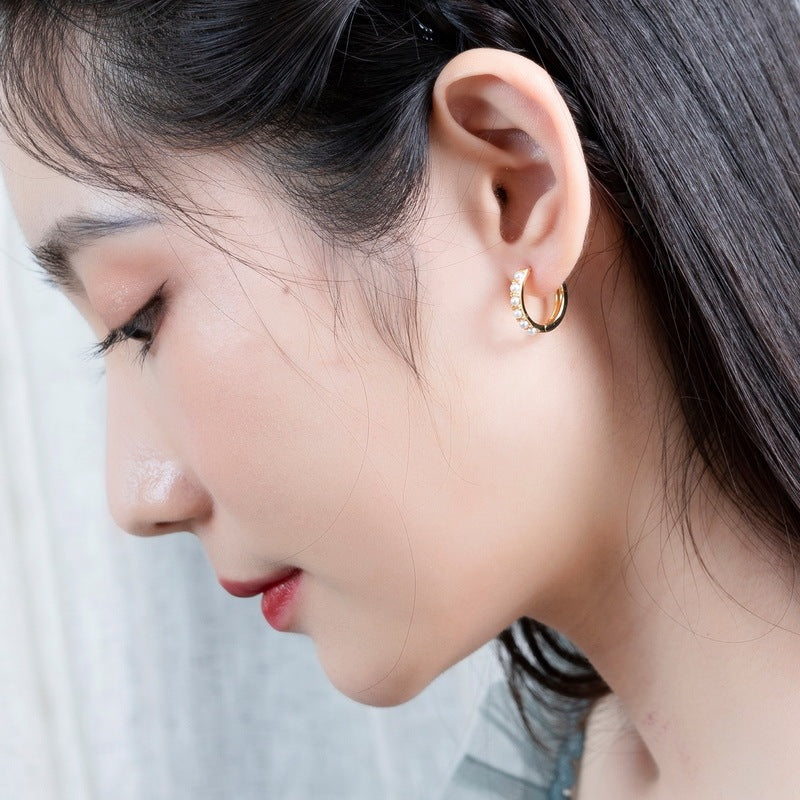 Boucles d'oreilles plaquées or en argent sterling S925 pour femmes, Style Ins