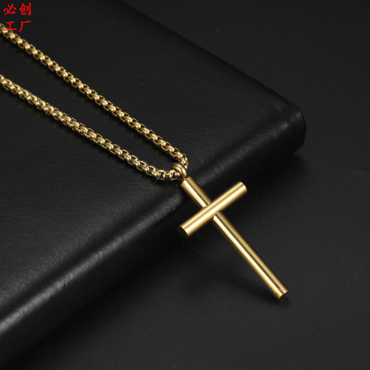 Simple All-match Cross Pendant Nordic Diy Titanium Steel Necklace
