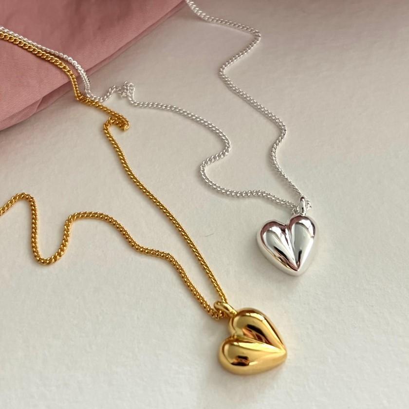 Collier en argent Sterling 925 avec cœur aimant pour femme, ornement en or tridimensionnel, Simple