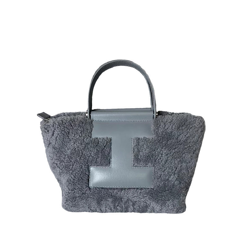 Sac à main en laine et cuir véritable, épaule de banlieue