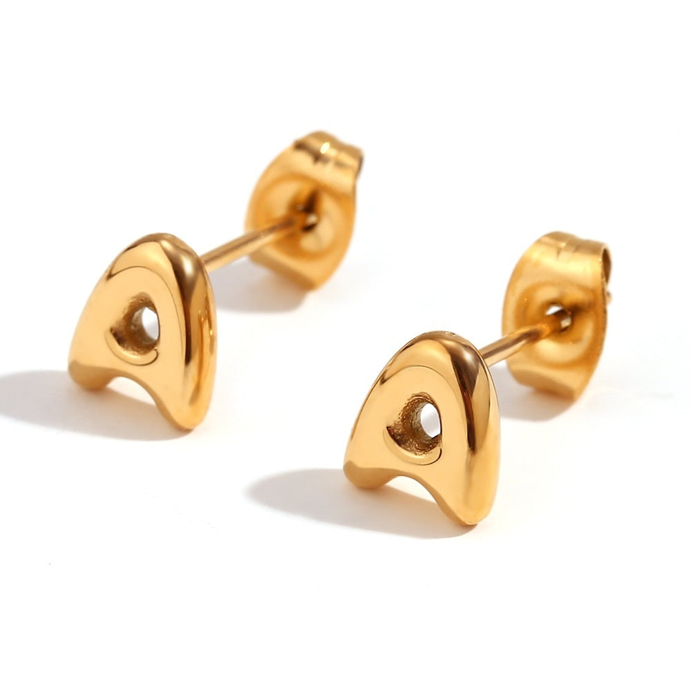 Titanium Steel Earrings 18K Gold Mini Alphabet Letter Earrings Women
