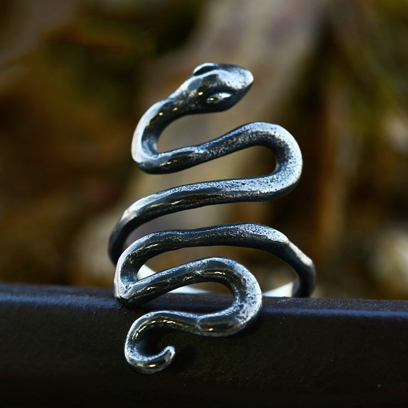 Personnalité de l'anneau serpent du zodiaque en acier inoxydable