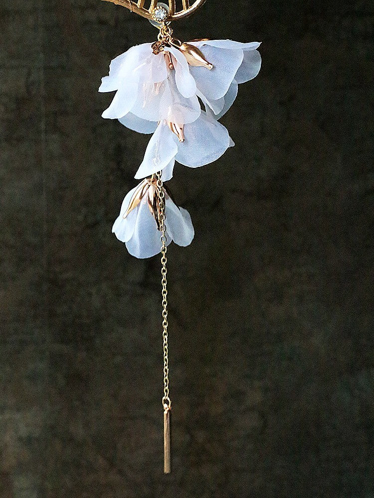 Boucles d'oreilles longues sans oreilles exagérées à fleurs