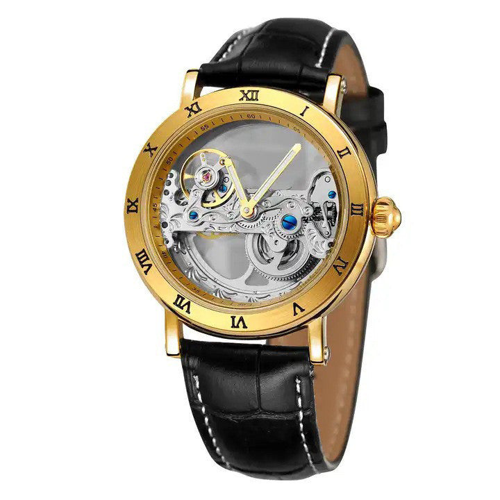 Montre mécanique automatique à mouvement creux double face à la mode