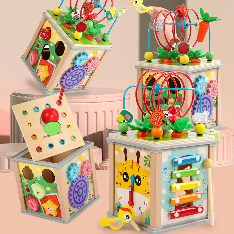 Puzzle multifonctionnel de coffre au trésor en bois pour enfants