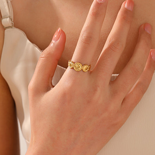 Geometric Round Opening Adjustable Ring