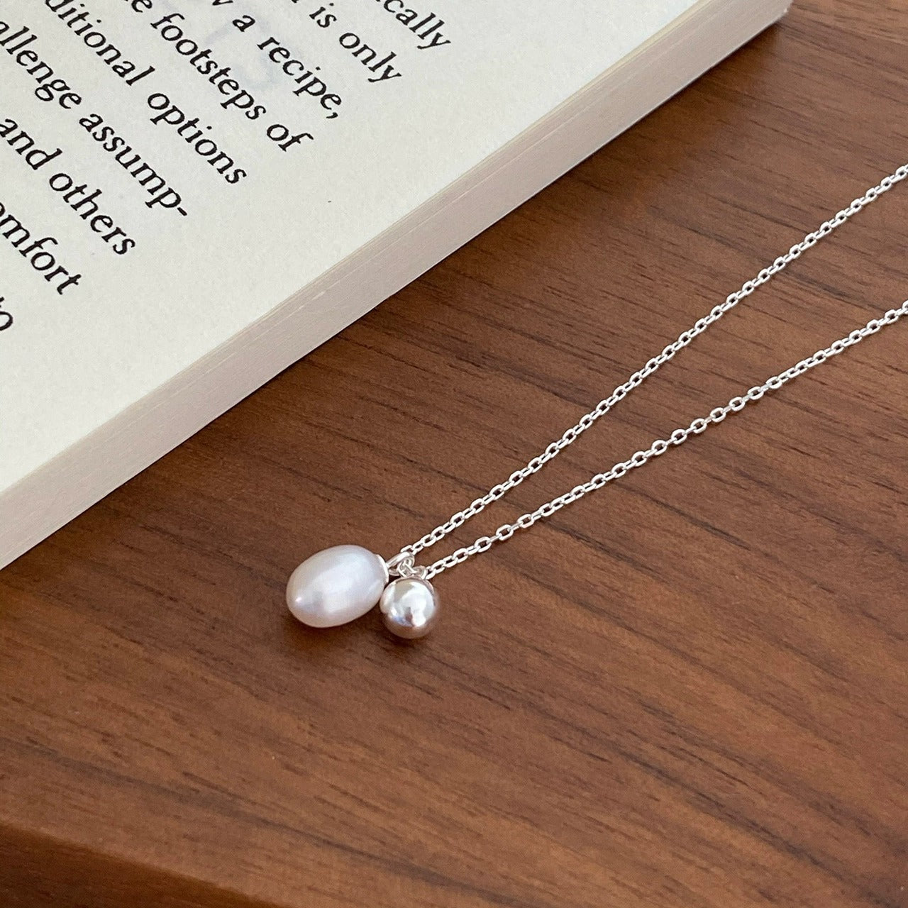 925 Sterling Silver Ins Simple And Natural Freshwater Pearl Necklace