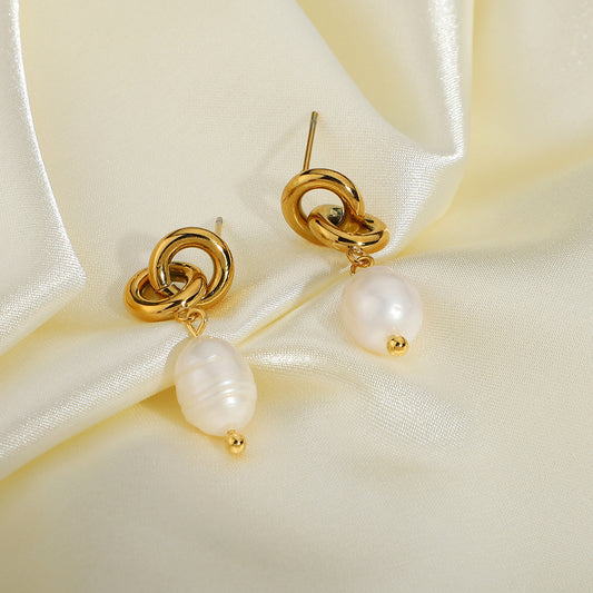 Boucles d'oreilles pendantes en acier inoxydable plaqué or pour femmes