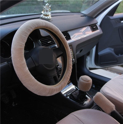 Housse de voiture en laine d'hiver, housse de volant en peluche