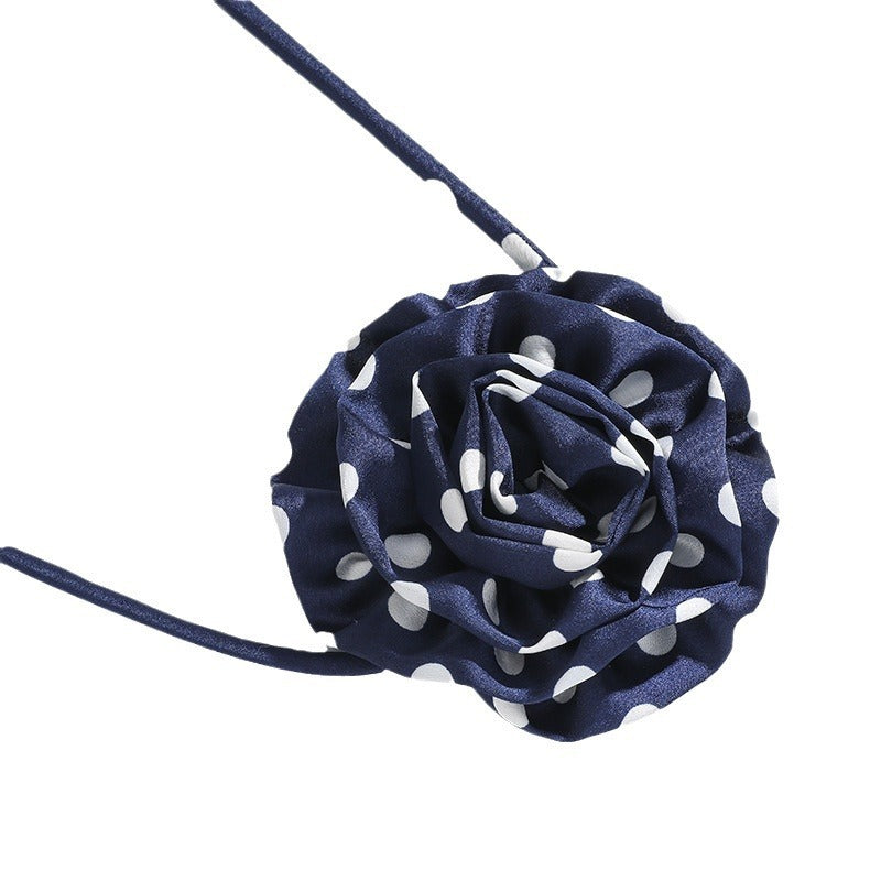 Collier Rose à Pois en Mousseline de Soie Femme