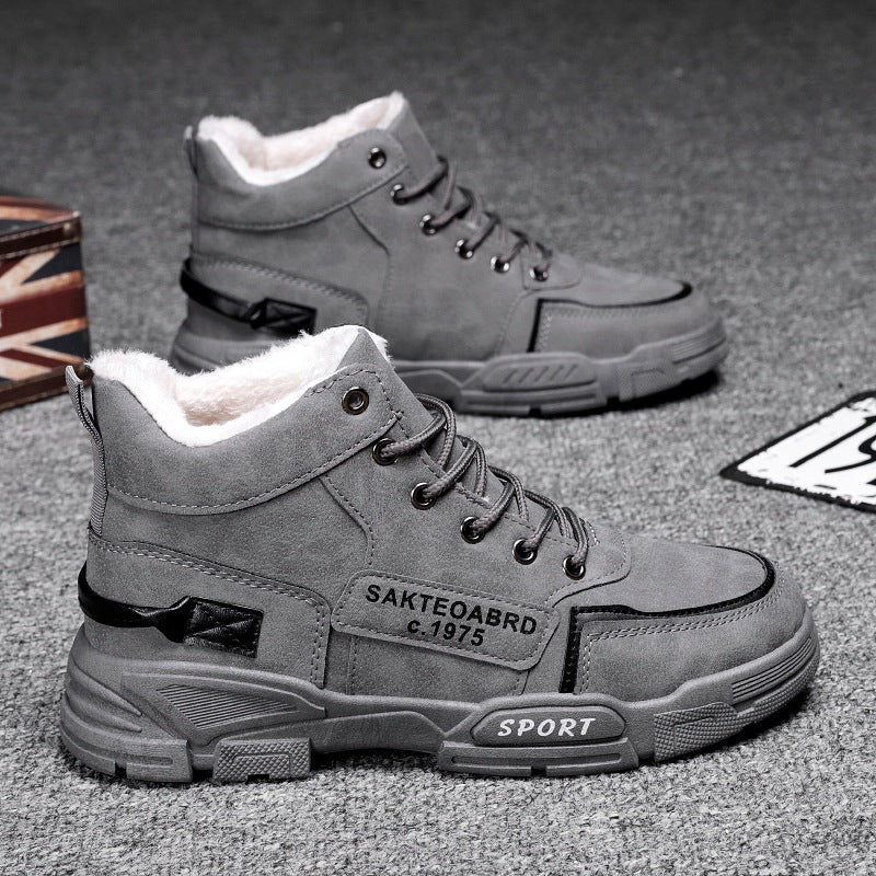 Bottes de neige en peluche pour hommes, chaussures en velours épais et chaud en coton, décontractées, tendance, montantes, vêtements de travail, nouvelle collection hiver