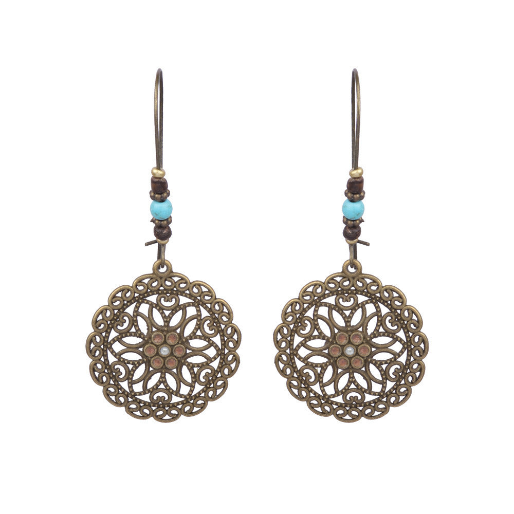 Style gland boucles d'oreilles femme feuille cercle métal cuir boucles d'oreilles