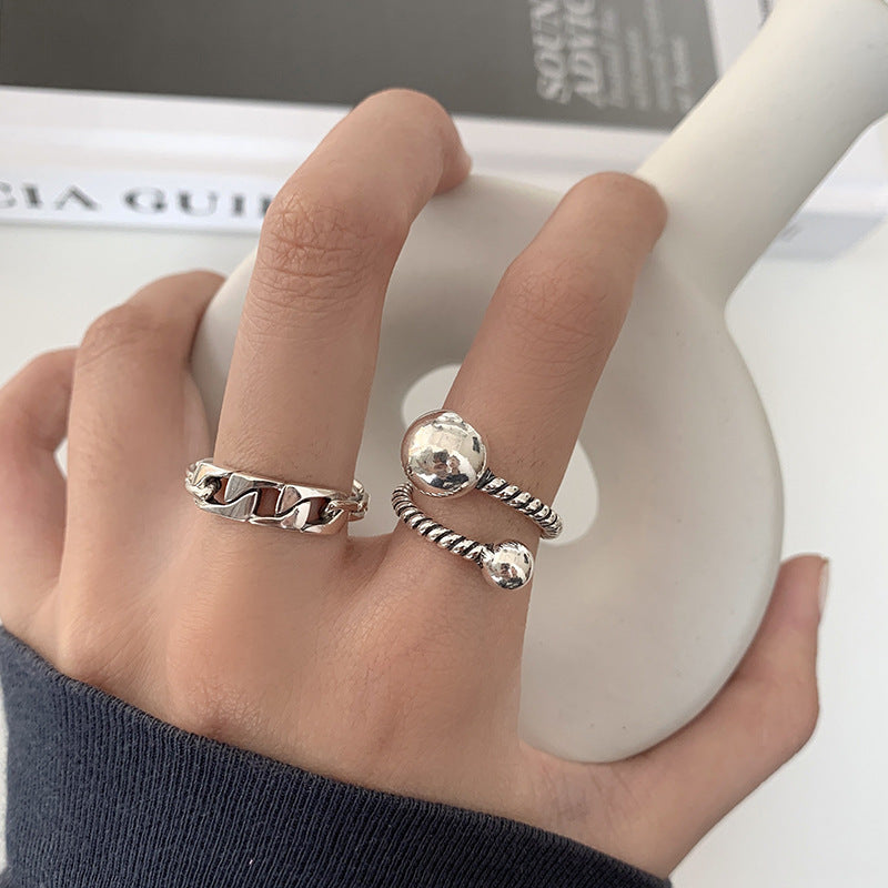 Bague creuse en forme de boule de chaîne Vintage pour femmes, tissage de doigts
