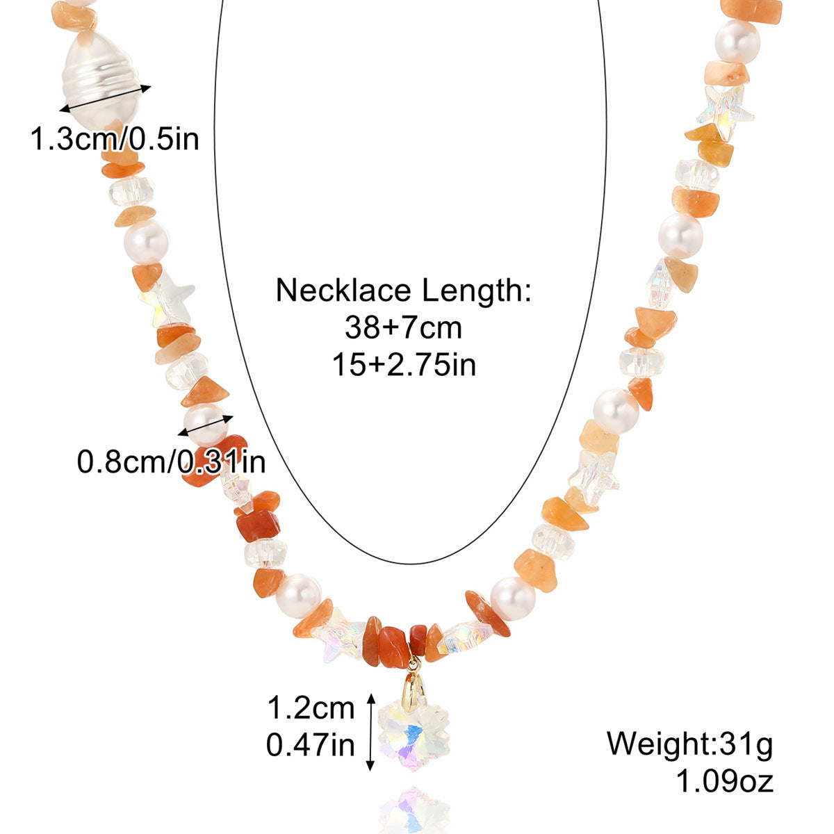Collier bohème en pierre concassée colorée