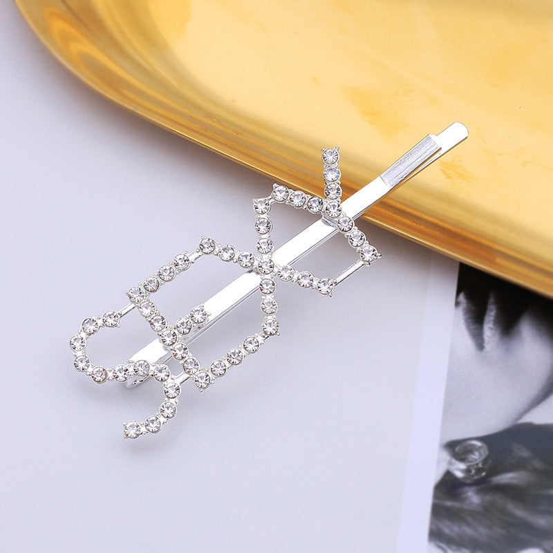 Letra Clip lateral Flequillo Diamante de imitación