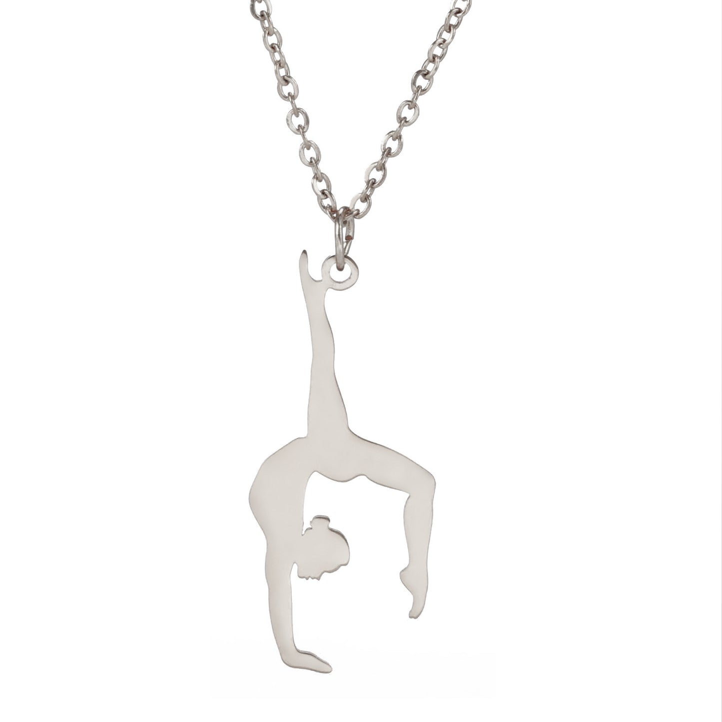 Collar de acero inoxidable con colgante en forma de gimnasia