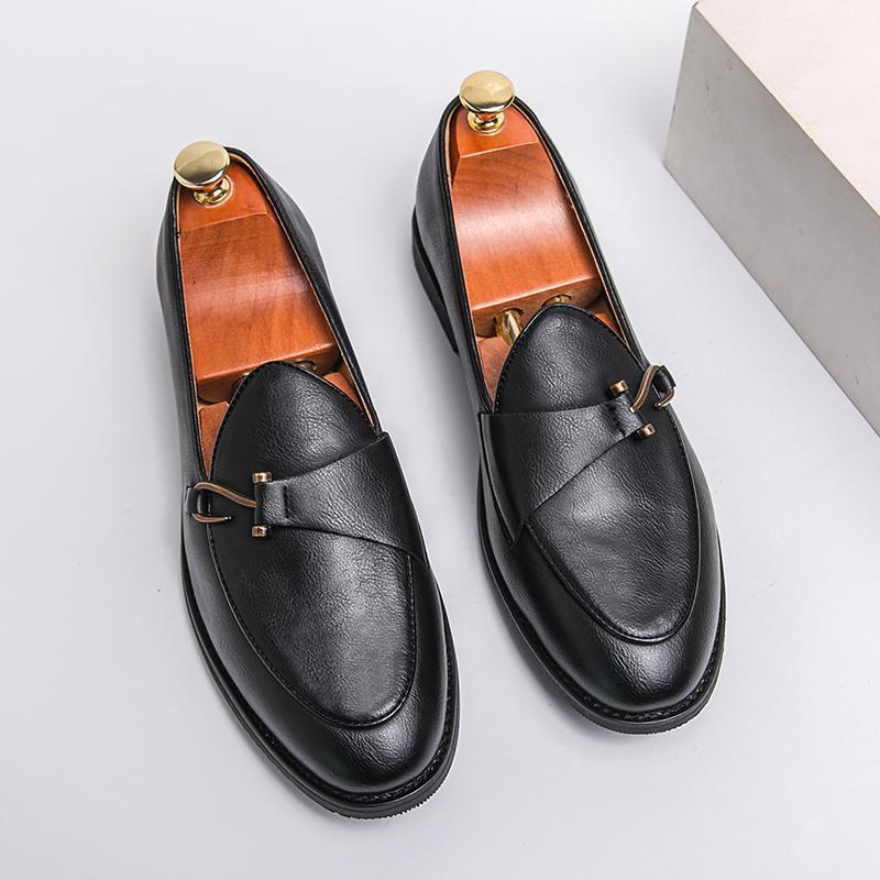 Mocasines de fondo suave sin cordones de cuero suave casual de moda para hombres