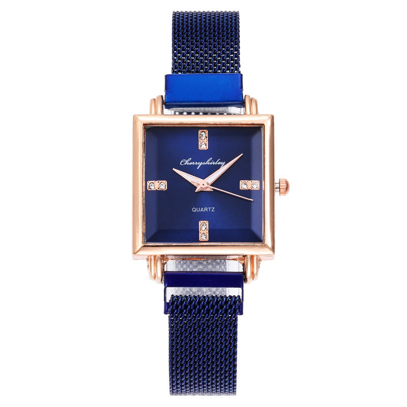 Square Simple Temperament Magnetic Snap Diamond Women's Watch