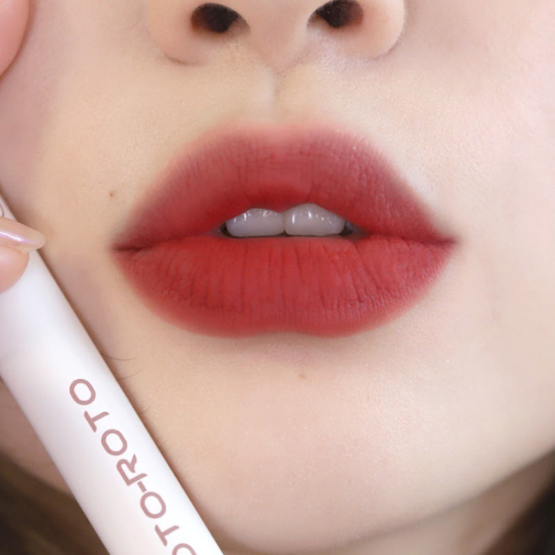 Laca de labios ROTO Matte Air Bear Lip Mud Lip Gloss Lápiz labial Maquillaje Mujer Sin manchas en la taza