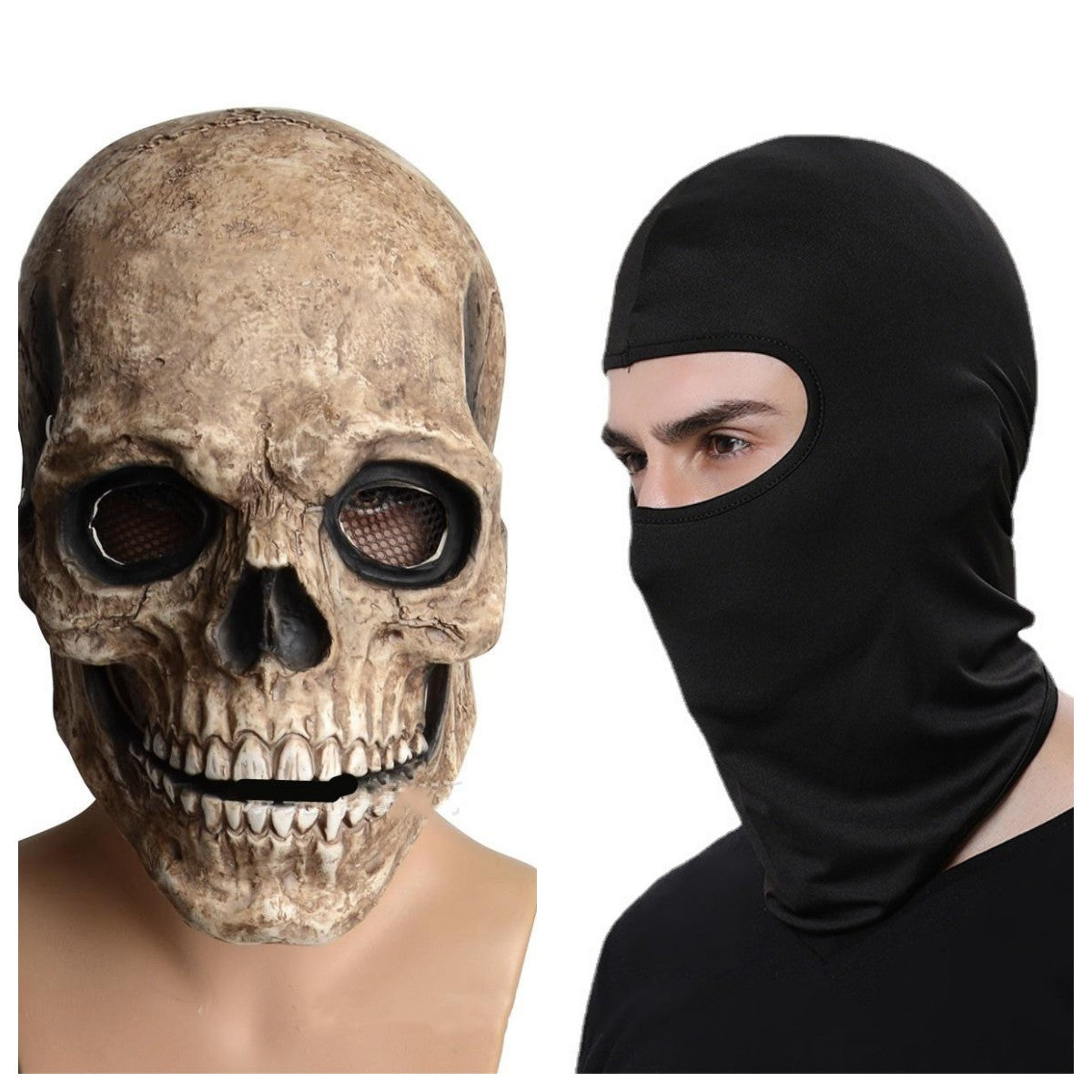 Masque de crâne complet, casque avec mâchoire mobile, squelette 3D, masque d'horreur, Costume de Cosplay pour adultes