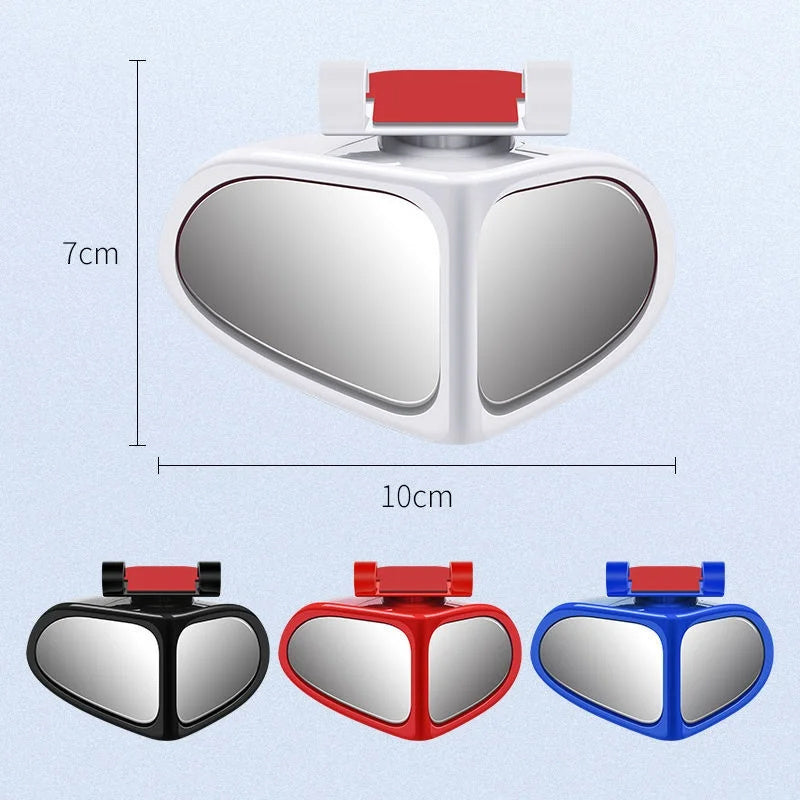 Petit rétroviseur rond de voiture, rétroviseur grand angle pour roues avant et arrière, rétroviseur auxiliaire double face, rétroviseur latéral grand angle réglable à 360 ° pour voiture