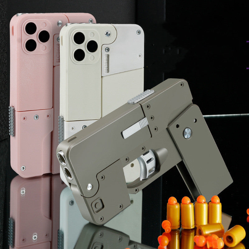 Bala de pistola plegable, juguete para lanzar conchas automáticas, juguete de bala suave creativo, apariencia de teléfono móvil, pistola interactiva al aire libre, regalo para niños