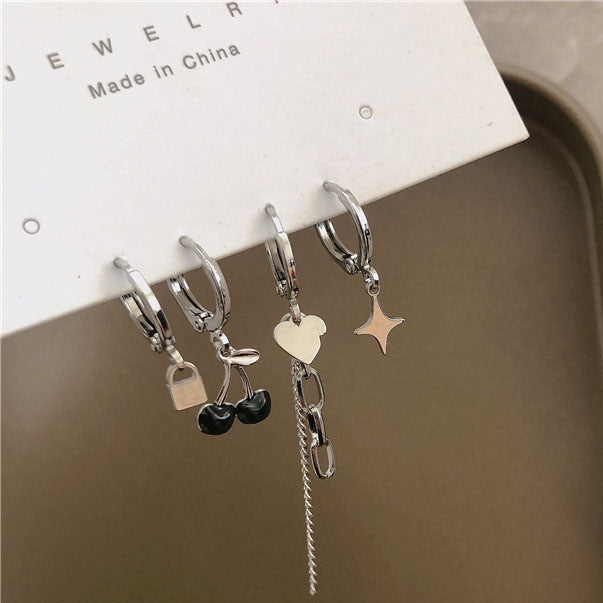 Ins intérêt spécial lumière luxe noir goutte à goutte amour coeur boucles d'oreilles costume