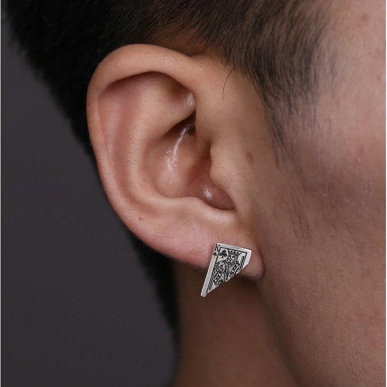 Boucles d'oreilles à tige de poker en détresse, design simple et tendance pour un intérêt particulier